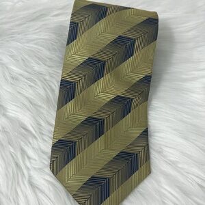 Bottega Veneta Geometric Silk Tie Men’s Size 3.5”X54” Gold/Blue Made In Italy
